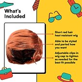 Χαμηλού Κόστους Περούκες για πάρτι-Watt&#039;s Wigs - Chill Guy Al Περούκα - Ποιότητα Ταινίας Κοντή Συνθετική Στρώματος Κόκκινα Μαλλιά Κούκλας Μηνών για Άνδρες με Ρυθμιζόμενες Περούκες Χαλοουίν