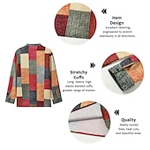 abordables Diseño Geométrico-Hombre Ajedrez Retazos Diseño Geométrico Camisa Abotonar la camisa Manga Larga Moda Ropa de calle Design Casual Noche Verano Primavera Otoño Escote Chino Estampado Caqui+Caqui Negro Blanco Amarillo