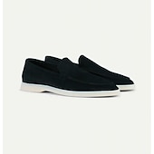abordables Chaussures sans lacets &amp; mocassins-mocassins pour hommes en daim bleu clair avec semelle blanche confortable - parfaits pour une tenue décontractée et estivale