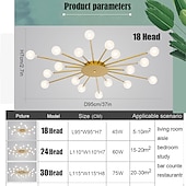 billige Taklamper-moderne semi-innfelte taklamper 18 hode 24 hode 36 hode taklamper glass globe g4 base led lysekrone egnet for kjøkken stue spisestue soverom korridor ac110 ac220v