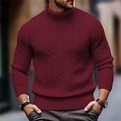 preiswerte Herrenpullover-Herren Rollkragenpulli Pullover Zur Seite fahren Gerippt Gedrehtes Stricken Strick Glatt Rollkragen warm halten Brautkleider schlicht Freizeitskleidung Urlaub Bekleidung Herbst Winter Kamel Schwarz M