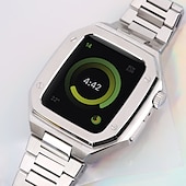 preiswerte Apple Watch-Armbänder-Gliederarmband Kompatibel mit Apple Watch Armband 40mm 41mm 44mm 45 mm mit Fall Herren Schmetterlingsschnalle Edelstahl Ersatzarmband für iwatch Series 9 8 7 6 5 4 SE