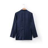 billige luksus blazer i lin-100% Lin Herre Blazer i lin Blazer Virksomhet Formell kveld Bryllupsfest Mote Fritid Vår &amp; Vinter عادي Lomme Fritid / hverdag Enkeltkneppet Blazer Svart Mørkeblå