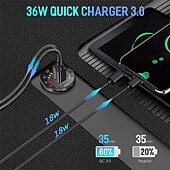 voordelige Auto-oplader-36w dual usb qc3.0 autolader 12v usb-uitgang snel opladen stopcontact met kleurrijke digitale voltmeter &amp; aan / uit knop &amp; 10a ingebouwde zekering voor voertuigen motorfietsen marine boot atv bus