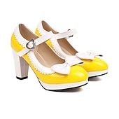cheap Platform Heels-Women&#039;s Vintage Lolita Mary Jane Heels with Bow and Heart Buckle – Retro Platform Pumps for Cosplay and Parties
