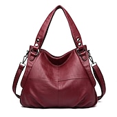 economico Borsette e borse tote-Per donna Borsa Borsa a tracolla Borsa a spalla Borsa Boston Pelle PU All&#039;aperto Shopping Quotidiano Cerniera Grande Capacità Impermeabile Durevole Tinta unica Trapuntato Rosso violaceo Nero Bianco