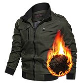 economico Giubbotti Cargo-Per uomo Giacca invernale Giacca bomber Giacca in pile Esterno Da tutti i giorni Caldo Tasche Autunno Inverno Liscio Di tendenza Streetwear Colletto alla coreana Standard Nero Vino Cachi Verde
