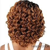 abordables Perruques de qualité supérieure-Perruque ample ondulée mixte brune naturelle bouclée, tissage synthétique résistant à la chaleur, perruques complètes pour femmes