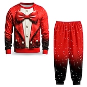 preiswerte Jungen 3D Vision &amp; Geometrie-Jungen 3D Fliege Weihnachtssets Set aus Sweatshirt und Jogginghose Set Langarm 3d Drucken Herbst Winter Aktiv Modisch Cool kinderkleidung 4 Jahre + Rundhalsausschnitt Outdoor Urlaub Strasse Regular