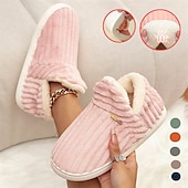 ieftine Flip-Flops de Damă-papuci de casă roz de pluș pentru femei, cu căptușeală din lână – pantofi confortabili, anti-alunecare, pentru confortul casei