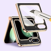 halpa Samsung-kotelot-puhelin Etui Käyttötarkoitus Samsung Galaxy Z Flip 5 Takakuori Iskunkestävä aitoa nahkaa