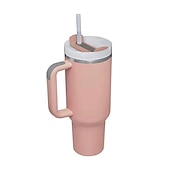 economico Bicchieri-bicchiere estivo con manico da 40 once e coperchio di paglia, bottiglia d&#039;acqua in acciaio inossidabile 304, bicchieri da viaggio isolati con tazza ghiacciata per tè e caffè regalo, tazza per auto di grande capacità con cannuccia