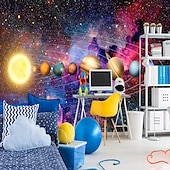 voordelige Behang-3d muurschildering behang zonnestelsel galaxy planet muursticker die print peel en stick verwijderbare pvc/vinyl materiaal zelfklevend/lijm vereist muur decor muurschildering voor woonkamer slaapkamer