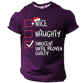 abordables Tenue de Noël amusante-T-shirts de Noël amusants pour hommes, motif lettre graphique 3D, chapeau, designer quotidien, rétro, vintage, imprimé 3D, sport, plein air, vacances, sorties, noir, bleu, rouge&amp;amp;col ras du cou à