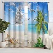 abordables Cortinas y cortinajes-Cortinas opacas de 2 paneles, cortinas para sala de estar, dormitorio, cocina, tratamientos de ventanas, oscurecimiento de habitación con aislamiento térmico