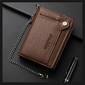 economico porta carte e custodie-portafoglio da uomo in pelle combinazione porta carte d&#039;identità in pelle pu con design a catena antifurto