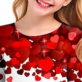 رخيصةأون فستان 3D Shining Vision-عيد الحب الفتيات 3D قلب فستان كم طويل طباعة ثلاثية الأبعاد الخريف الشتاء عطلة الرياضة &amp; في الخارج مناسب للبس اليومي لطيف كاجوال جميل أطفال 3-12 سنة لباس غير رسمي فستان شكل حرف A فوق الركبة عادي