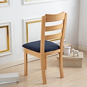 abordables Funda de silla-Fundas de asiento para silla de comedor, color burdeos, elásticas, suaves, lisas, de color sólido, duraderas, lavables, protector de muebles para comedor, fiesta
