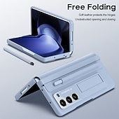 cheap Samsung Cases-Phone Case For Samsung Galaxy Z Fold 6 Z Fold 5 Z Fold 4 Back Cover with Stand Holder with Screen Protector with S Pen Solid Color PC PU Leather