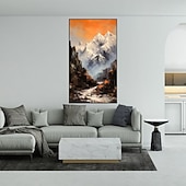 cheap Landscape Paintings-Handmade Hand Painted Oil Painting Wall Art  Large Size Contemporary Golden Mountains Home Decoration Decor Rolled Canvas No Frame Unstretched