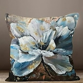 billige blomster- og plantestil-blå blomst dobbel side putetrekk 1 stk myk dekorativ firkantet putetrekk putevar for soverom stue sofa sofa stol