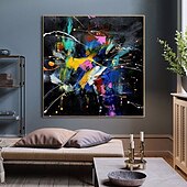 cheap Abstract Paintings-Handmade Oil Painting Canvas Acrylic Wall Art Decoration Modern Abstract Colours Burst Into Bloom for Home Decor Rolled Frameless Unstretched Painting