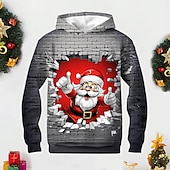 voordelige Jongens 3D Visie &amp; Geometrie-Jongens 3D Kerstman Trui met capuchon Pullover Lange mouw 3D-afdrukken Herfst Winter Modieus Streetwear Stoer Polyester Kinderen 3-12 jaar Buiten Casual Dagelijks Normale pasvorm