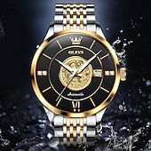 abordables Relojes mecánicos-OLEVS Hombre Relojes Mecánico Lujo Esfera Grande Moda Negocios Cuerda Automática Luminoso Calendario IMPERMEABLE Acero Reloj