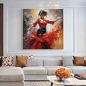 cheap People Paintings-Spanish Dancer Oil Painting Hand Painted High Quality Flamenco Dancer Oil Painting On Canvas for Wall Decoration No Frame
