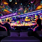 preiswerte Blacklight -Wandteppiche-Schwarzlicht-Wandteppich, UV-reaktiv, leuchtet im Dunkeln, Party, Neon, Trippy, Misty Bar, Konzert, Wandteppich, Wandbild für Wohnzimmer, Schlafzimmer