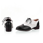 ieftine Oxfords de Damă-pantofi oxford clasici brogue de damă – pantofi maro din piele artificială cu vârful aripii cu șireturi pentru ținute casual și formale de inspirație vintage