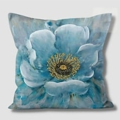 abordables style floral &amp; végétal-Housse de coussin double face à fleurs bleues, taie d&#039;oreiller carrée décorative douce, pour chambre à coucher, salon, canapé, chaise, 1 pièce