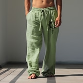 economico Pantaloni casual stampati da uomo-Per uomo Sole Pantaloni casual Pantaloni Pantaloni Larghi Misura del girovita medio Vintage All'aperto Abbigliamento casual alla moda Abbigliamento quotidiano Autunno &amp; Inverno Nero Bianco Verde