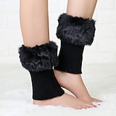 cheap Home Socks-Autumn and Winter Short Style Cuffed Plush Insulation Socks and Boots Cover for Women&#039;s Knitted Wool Leg Protectors