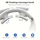 abordables Masajeador de cuerpo entero-Masajeador de cuello multifuncional con compresión caliente, amasador de pulso, tens ems inalámbrico inteligente en forma de U, masajeador cervical calentado por pulso, dolor de tejido profundo,