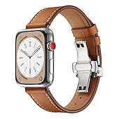 olcso Apple óraszíjak-Kompatibilis valamivel Apple Watch óraszíj 38mm 40mm 41mm 42mm 44mm 45mm 49mm Női Pillangó csat Luxus Valódi bőr Csere óraszíj mert iwatch Ultra 2 Series 9 8 7 SE 6 5 4 3 2 1
