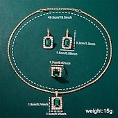 ieftine Ceasuri Quartz-Set 5 buc. Ceas pentru femei Ceas vintage cu cadran pătrat Quartz Ceas analogic Verde și set de bijuterii cu rhinestone Cadou de Ziua Mamei pentru mama ei