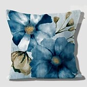 abordables style floral &amp; végétal-Housse de coussin double face à fleurs bleues, taie d&#039;oreiller carrée décorative douce, pour chambre à coucher, salon, canapé, chaise, 1 pièce
