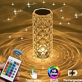 cheap Decorative Lights-1pc Crystal Rose Ambiance Lamp, Bedroom Bedside Lamp, LED Night Light, Romantic Mood Lamp, Birthday Gift LED Touch with Remote Control