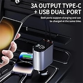 olcso Autós töltő-starfire fém visszahúzható autós töltő szupergyors töltés 100w autós szivargyújtó usb port adapter autós töltő kábellel