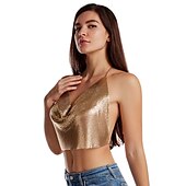 economico Costumi e travestimenti sexy-Brillanti Sexy Anni &#039;80 Catena per il corpo Top Corto Disco Per donna Feste Club Adulti Top