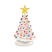 cheap Christmas Lights-Christmas Tree Ceramic Christmas Tree Tabletop Decoration LED Light Hand-Painted Vintage Christmas Holiday Decoration 1PC