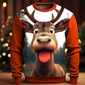 olcso Férfi 3D pulóverek-Férfi Grafika Jávorantilop Moose karácsony Pulóverek Pulóver pulóver Hosszú ujj Pulóver Terített nyak Divat Napi Alkalmi 3D nyomtatás Vakáció Szabadság Alkalmi Nyomtatott Tavasz &amp; Ősz