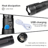abordables Linternas-Linterna led xhp100 de alta potencia, recargable, 4 núcleos, zoom, usb, para acampar al aire libre/uso de emergencia, 1 ud.