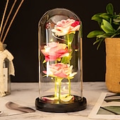 cheap Decorative Lights-Eternal Rose LED Light: Add a Romantic Glow to Your Home with a Foil Flower Table Lamp - Perfect for Room Decor, Wedding Favors, Valentines Day Gift, Girlfriend Night Lights!
