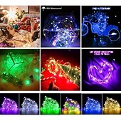 abordables Lumières de Noël-1 guirlande lumineuse de 1 m à 10 LED – Lampe luciole étoilée étanche à piles – Parfaite pour la décoration de la maison. &amp; les mariages !