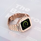 preiswerte Apple Watch-Armbänder-Gliederarmband Kompatibel mit Apple Watch Armband 40mm 41mm 44mm 45 mm mit Fall Herren Schmetterlingsschnalle Edelstahl Ersatzarmband für iwatch Series 9 8 7 6 5 4 SE