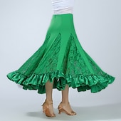 levne Oblečení do tanečního sálu-Standardní tance Sukně Krajka Čistá Barva Volán Dámské Výkon Trénink Vysoký Polyester