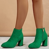 economico Stivali alla caviglia-stivaletti da donna arancioni testurizzati con tacchi a blocco e cerniera laterale: scarpe moderne per feste e outfit casual
