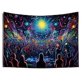 preiswerte Blacklight -Wandteppiche-Schwarzlicht-Wandteppich, UV-reaktiv, leuchtet im Dunkeln, Party, Neon, Trippy, Misty Bar, Konzert, Wandteppich, Wandbild für Wohnzimmer, Schlafzimmer